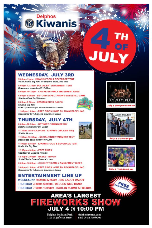 2024 Schedule of Events Delphos Kiwanis Club
